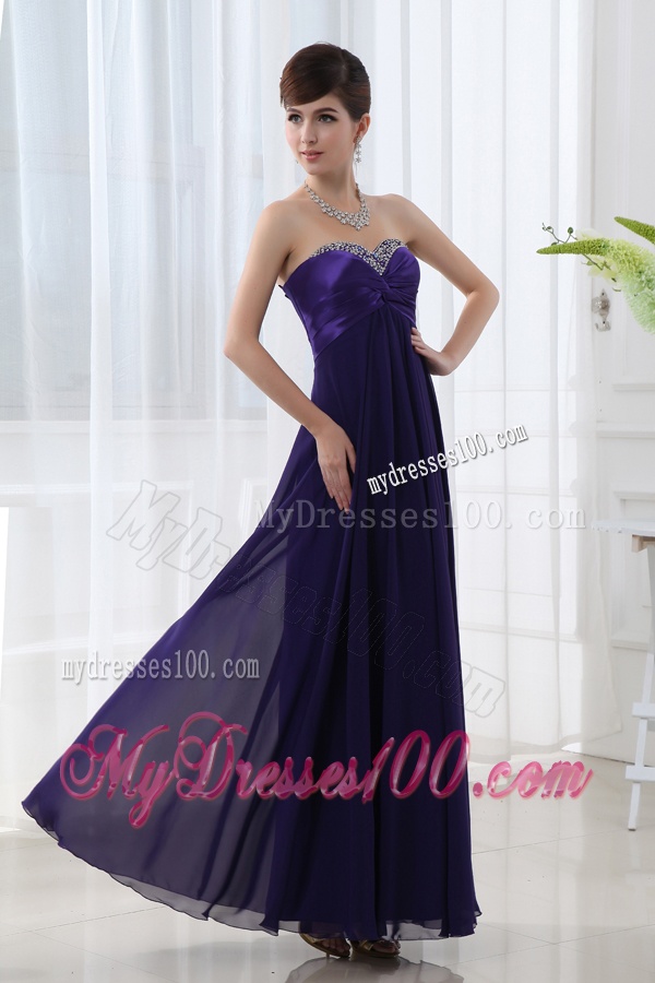 Dark Purple Empire Sweetheart Evening Dress with Beading