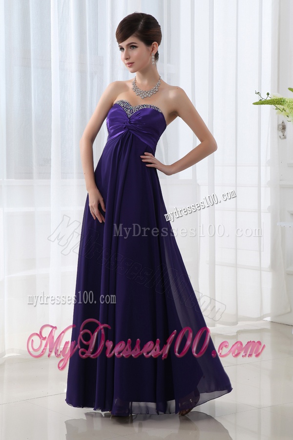 Dark Purple Empire Sweetheart Evening Dress with Beading