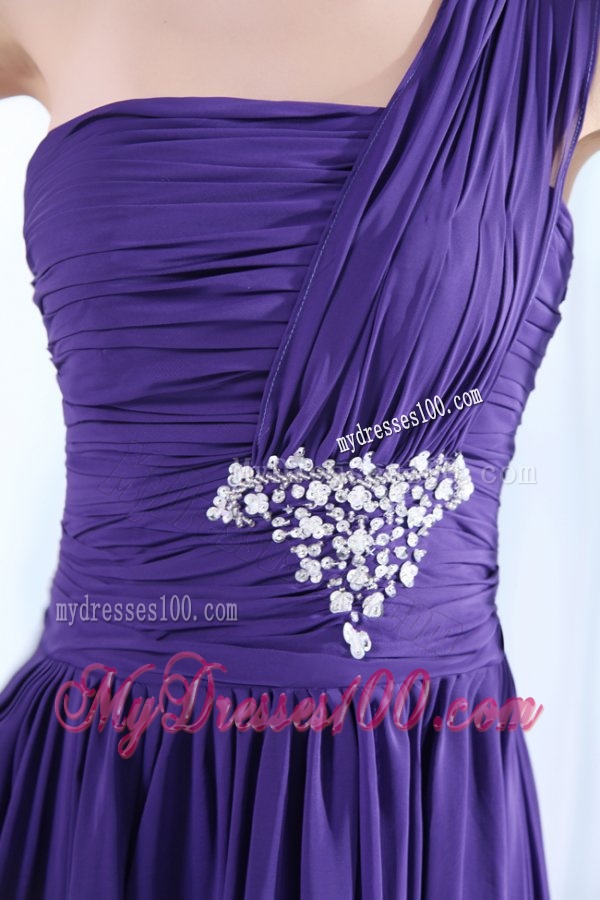 Empire One Shoulder Evening Dress with Beading and Ruching