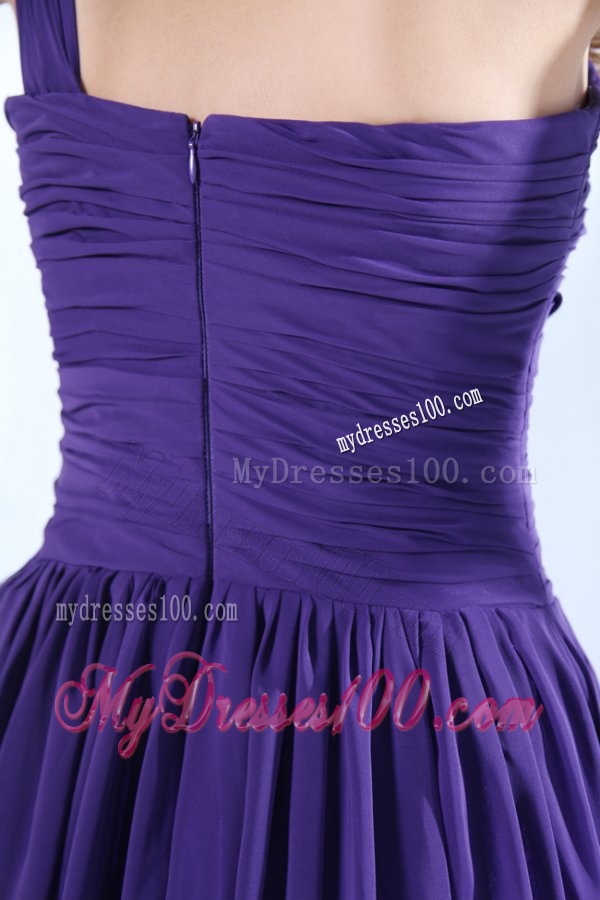 Empire One Shoulder Evening Dress with Beading and Ruching