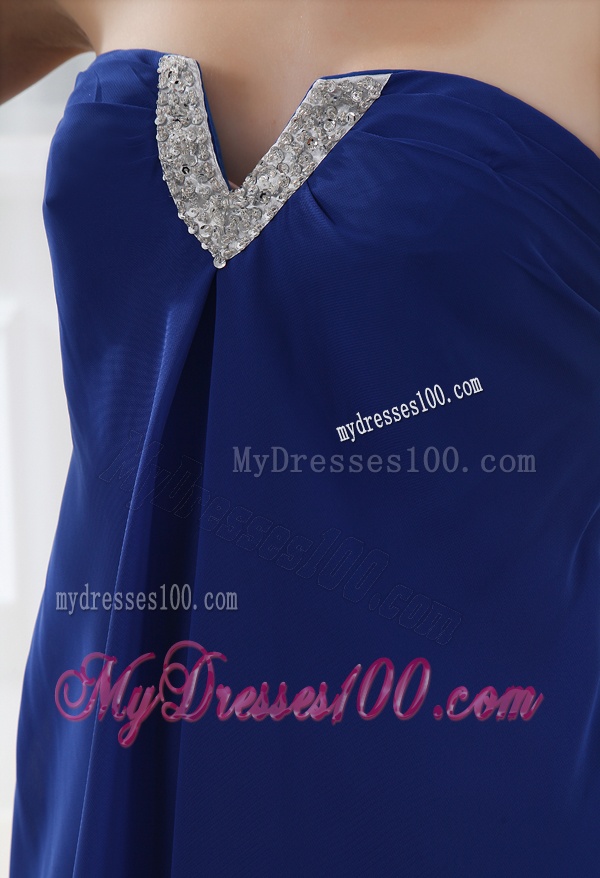 Empire Strapless Blue Mini-length Chiffon Evening Dress with Beading