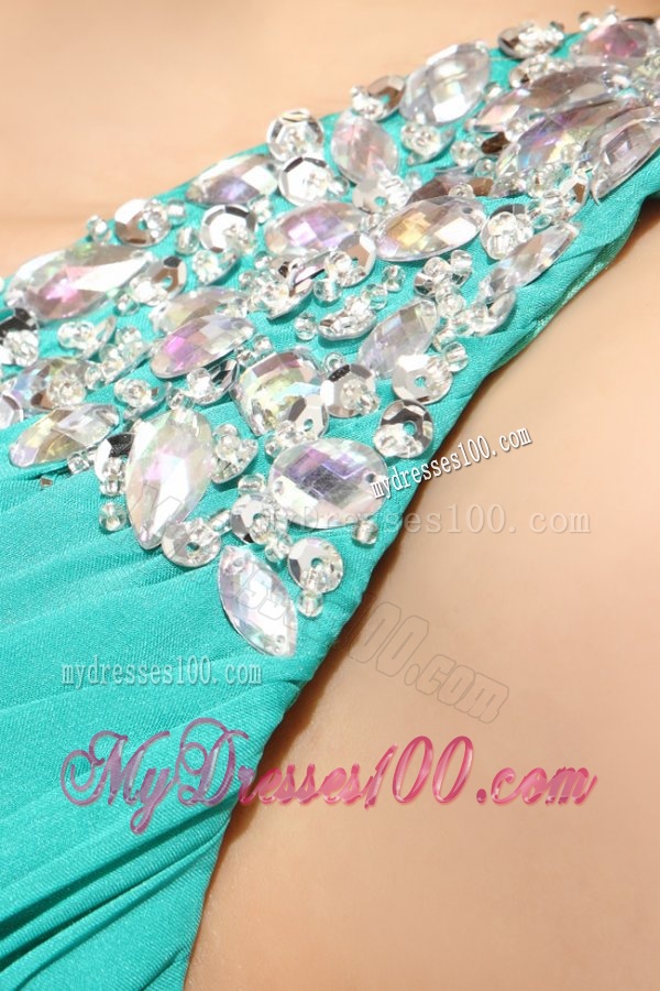 Empire V-neck Turquoise Chiffon Ruching 2016 Evening Dress