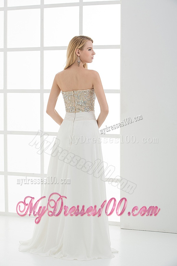 High Slit Sweetheart Beading and Ruching Floor-length Evening Dress