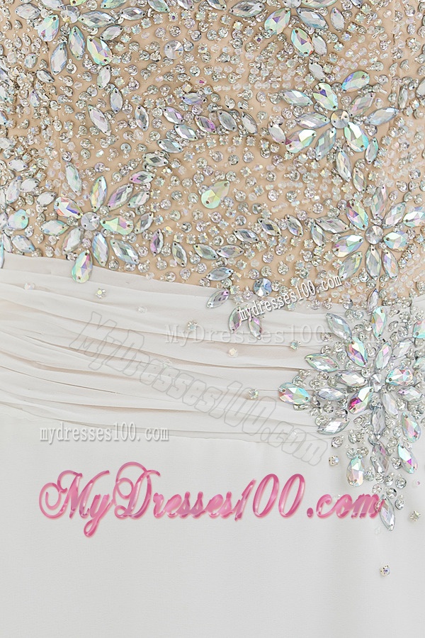 High Slit Sweetheart Beading and Ruching Floor-length Evening Dress