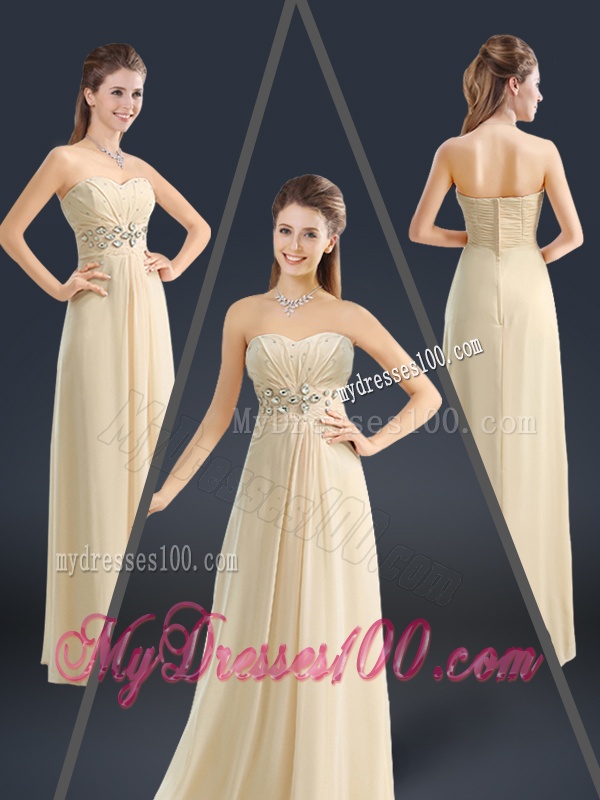 Latest Sweetheart Beading Evening Dresses in Champagne