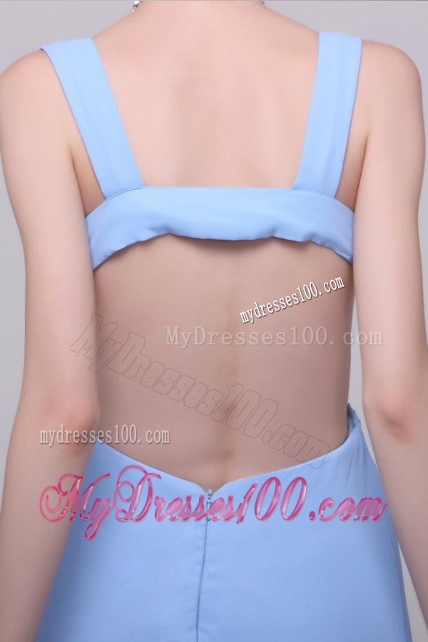 Light Blue V-neck Beading and High Silt Evening Dress in Chiffon
