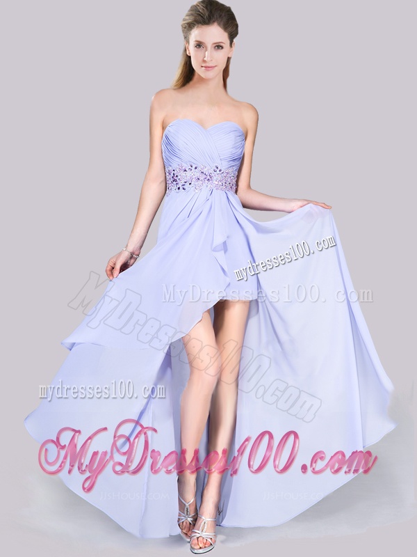 Low Price Short Inside Long Outside Lavender Evening Dress in Chiffon