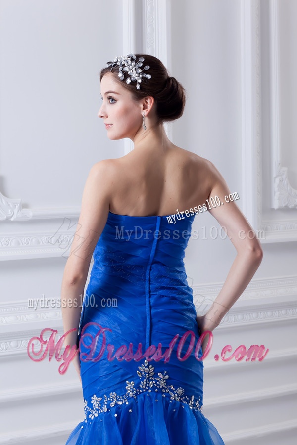 Mermaid Sweetheart Organza Evening Dress with Beading and Ruffled Layers