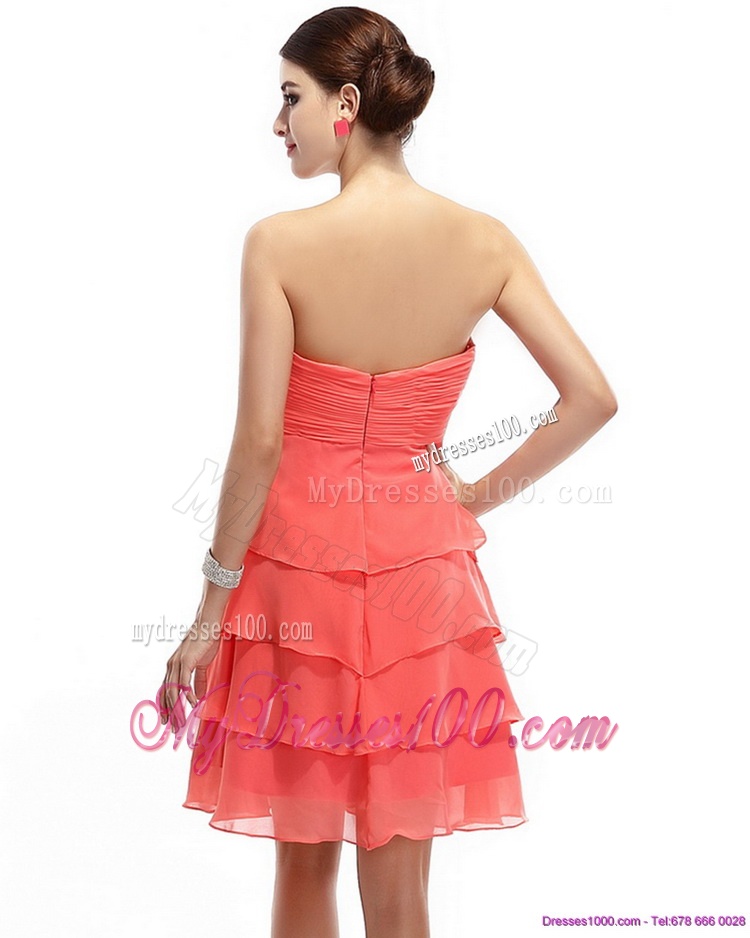 Mini Length Sweetheart Evening Dresses with Rhinestones and Ruching