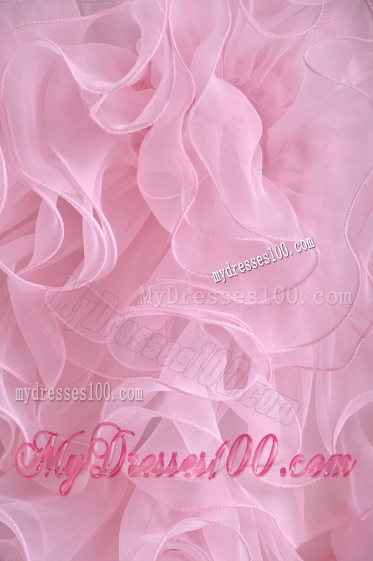 Modest Sweetheart Rolling Flowers Short Evening Dress in Baby Pink
