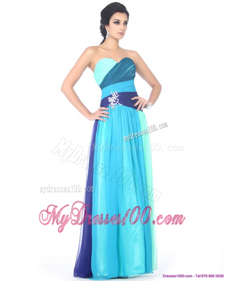 Multi Color Sweetheart Evening Dresses with Ruffles and Beading