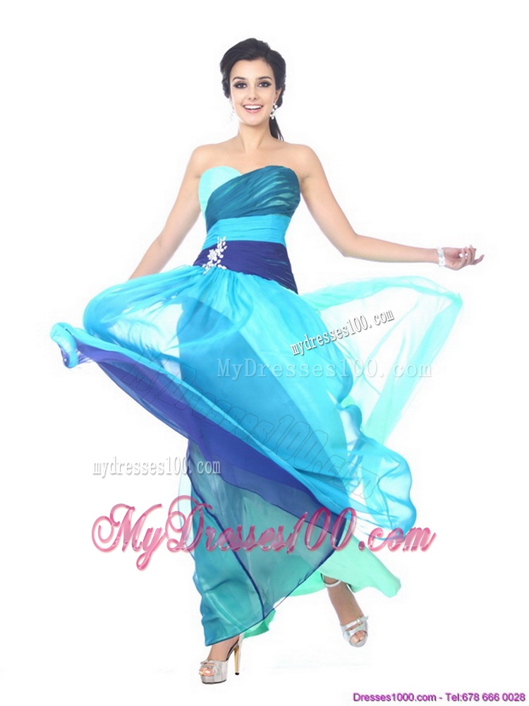 Multi Color Sweetheart Evening Dresses with Ruffles and Beading