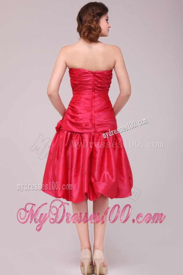 Red Mermaid Strapless Appliques and Ruching Evening Dress