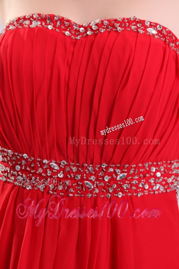 Sexy Sweetheart Empire Beading Chiffon Red 2016 Evening Dress with Backless