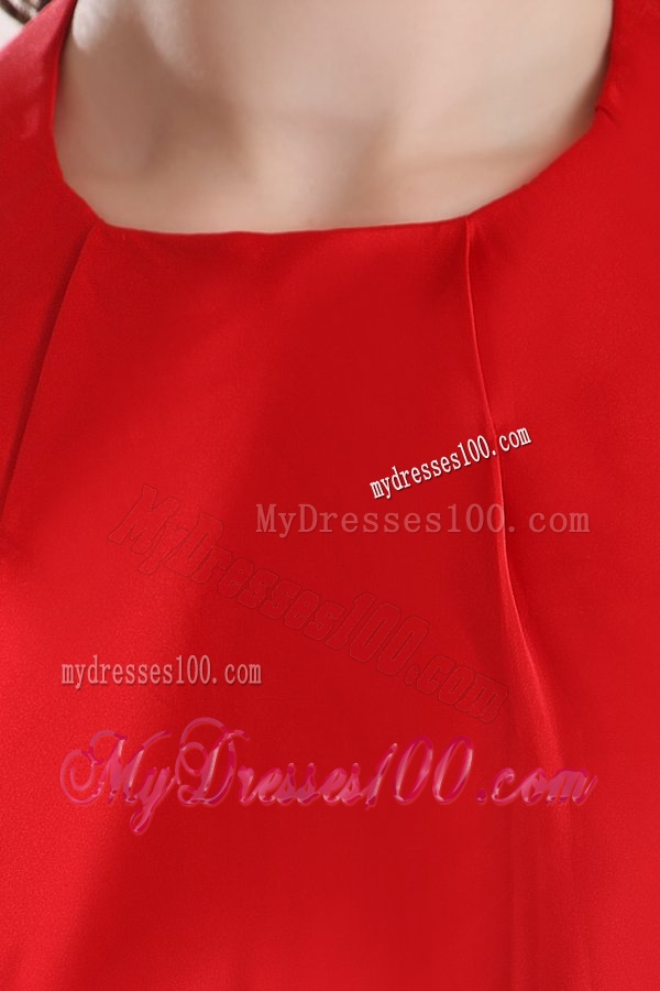 Simple Empire Halter Chiffon Red Brush Train Evening Dress
