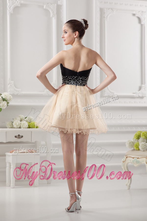 Sweetheart A Line Beading Organza Champagne Evening Dress