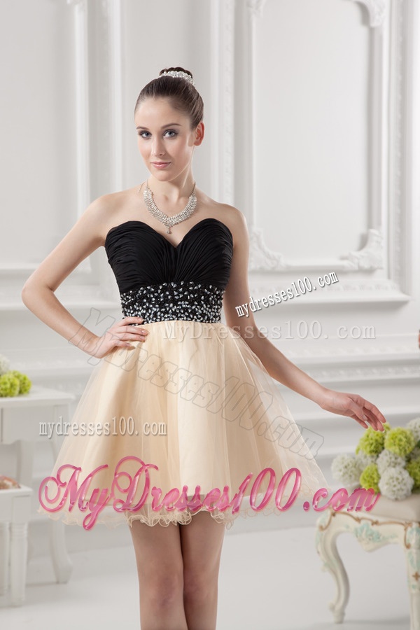 Sweetheart A Line Beading Organza Champagne Evening Dress