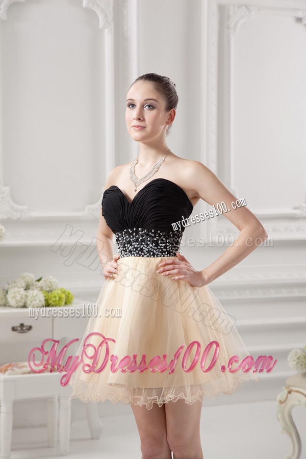 Sweetheart A Line Beading Organza Champagne Evening Dress