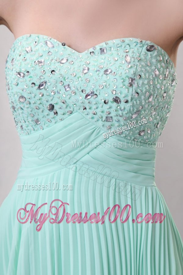 Sweetheart Beaded Decorate and Pleats Long Empire Chiffon Evening Dress