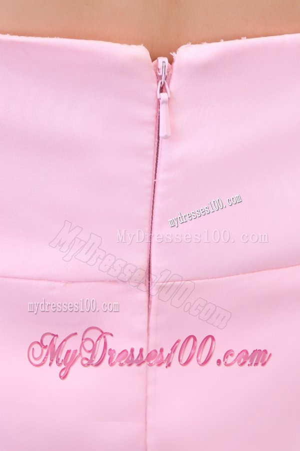 Sweetheart Empire Baby Pink High-low Pleats Evening Dress with Train