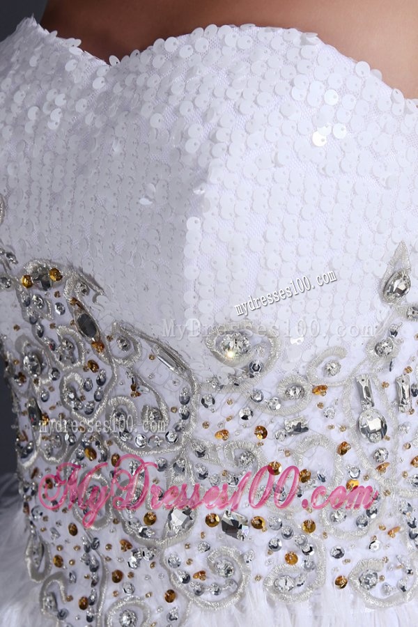 White Short Sweetheart Evening Dress with Embroidery and Beading
