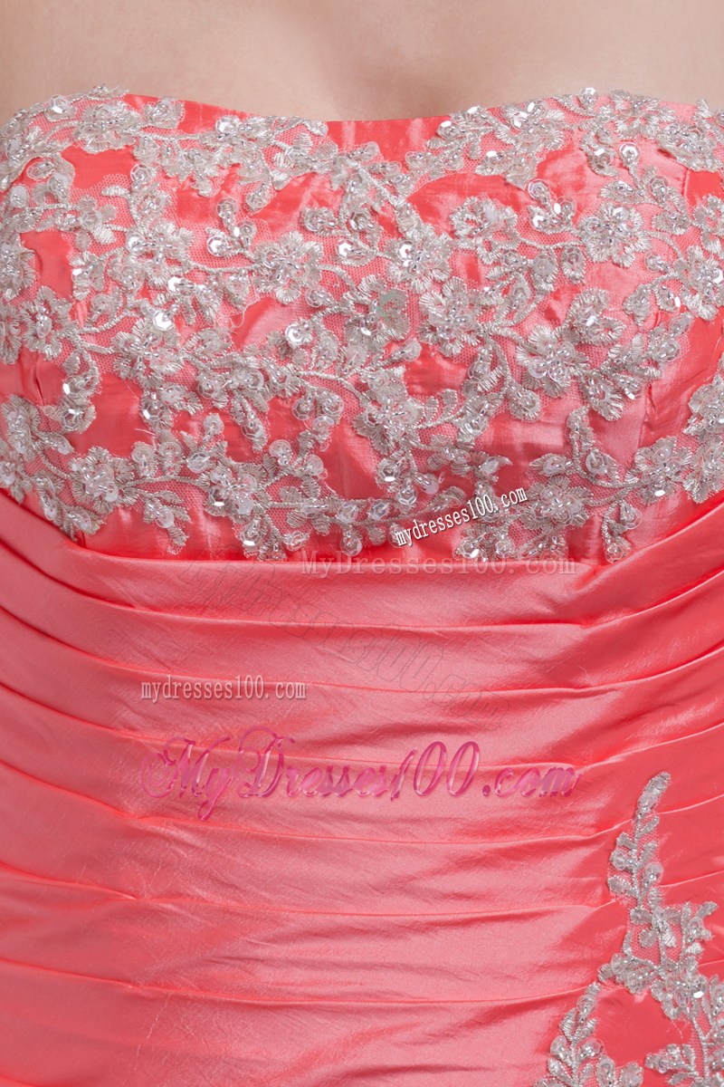 Sweetheart A-line Watermelon Red Quinceanera Dress Pick-ups Appliques
