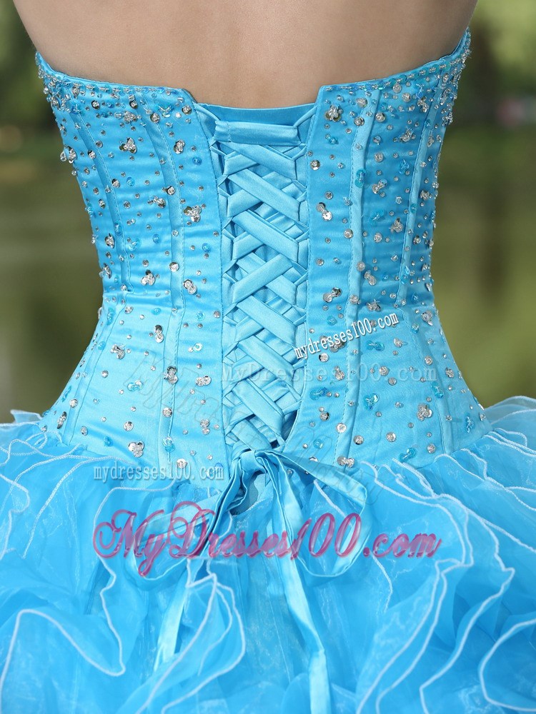 Beaded and Ruffles Layered Aqua Blue Quinceanera Dress for Sweet 16