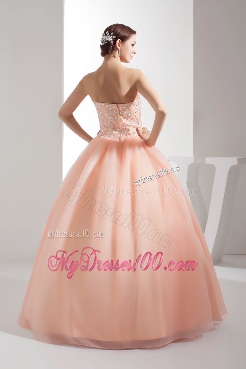 Beading Sweetheart Ball Gown Champagne Organza Quinceanera Dress