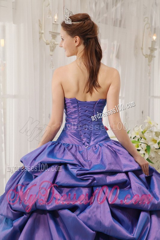 Strapless Beading Pick-ups Purple Quinceanera Dress with Zebra