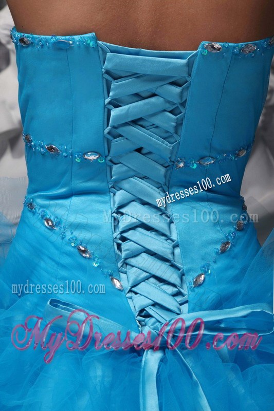 Aqua Blue Dress for Quinceaneras Made of Grand Ruffles