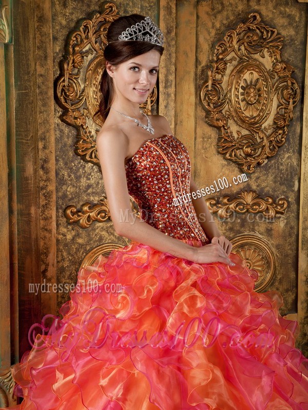 Multi-Color Strapless Beading for Sweet 15 16 Birthday Dress
