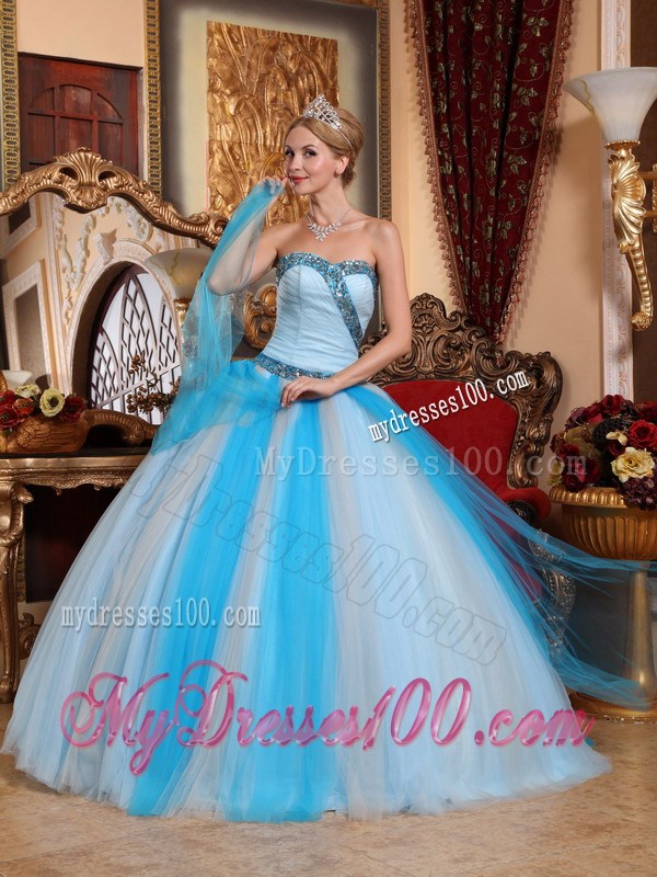 Multi-color Ball Gown Sweetheart Tulle Beading Quinceanera Dress