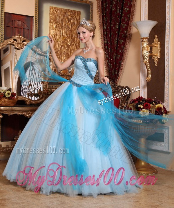 Multi-color Ball Gown Sweetheart Tulle Beading Quinceanera Dress