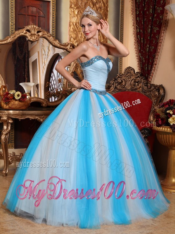 Multi-color Ball Gown Sweetheart Tulle Beading Quinceanera Dress