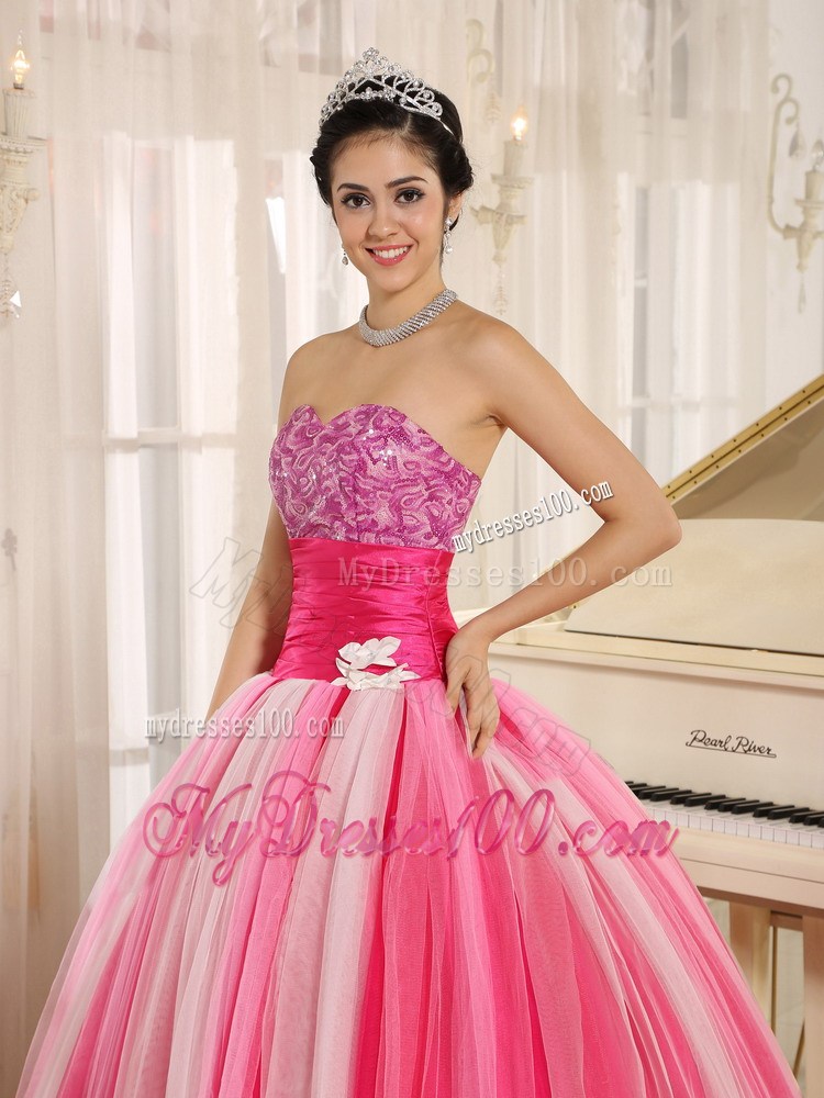 Multi-color 2013 Strapless Tulle Ball Gown Quinceanera Dress with Satin Belt