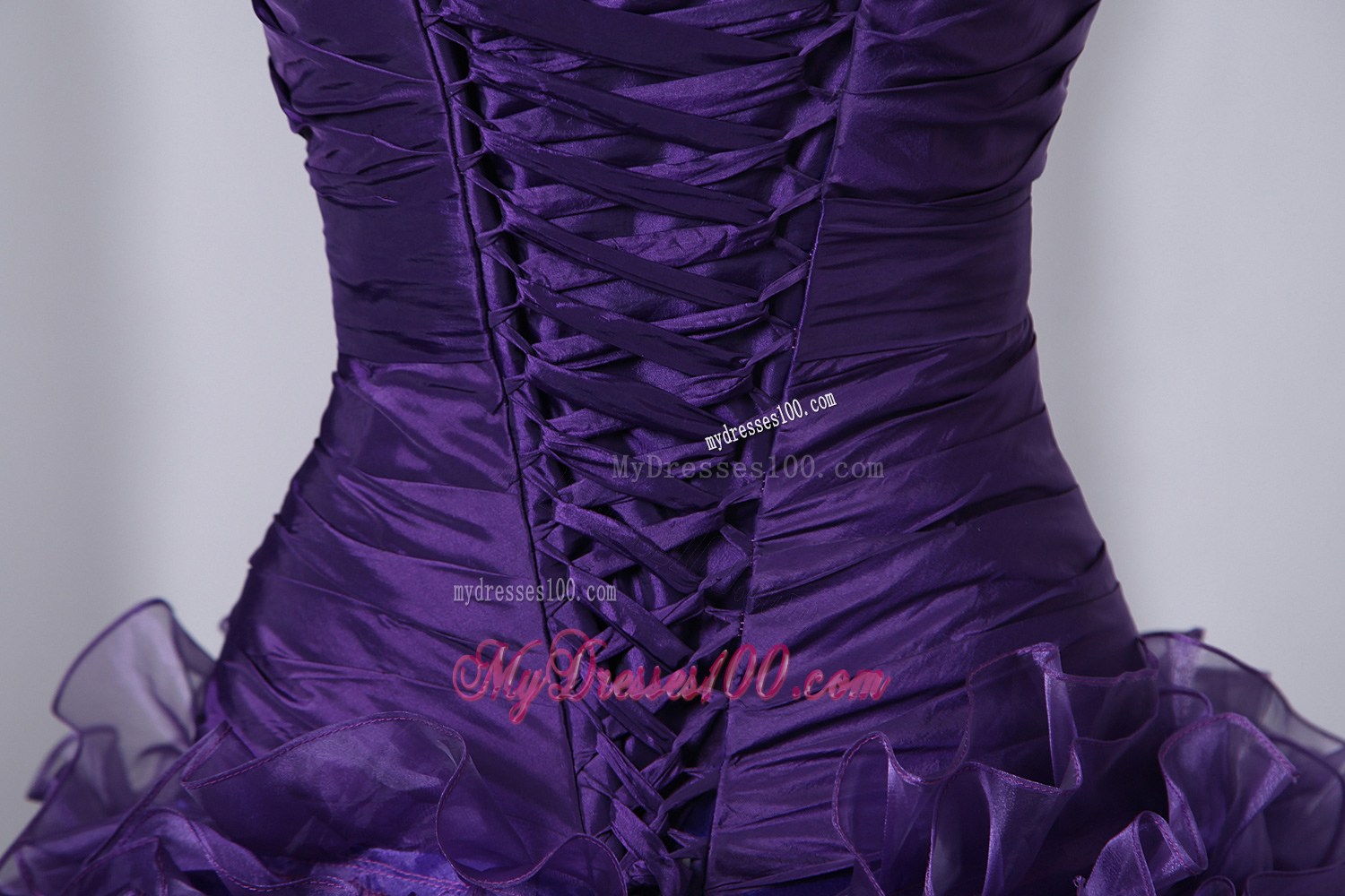 Purple A-Line Strapless Beading and Hand Flowers Quinceanera Dress
