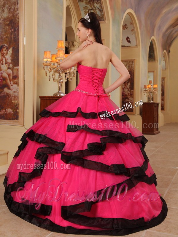 Red Ball Gown Strapless Quinceanera Dress Appliques and Beading