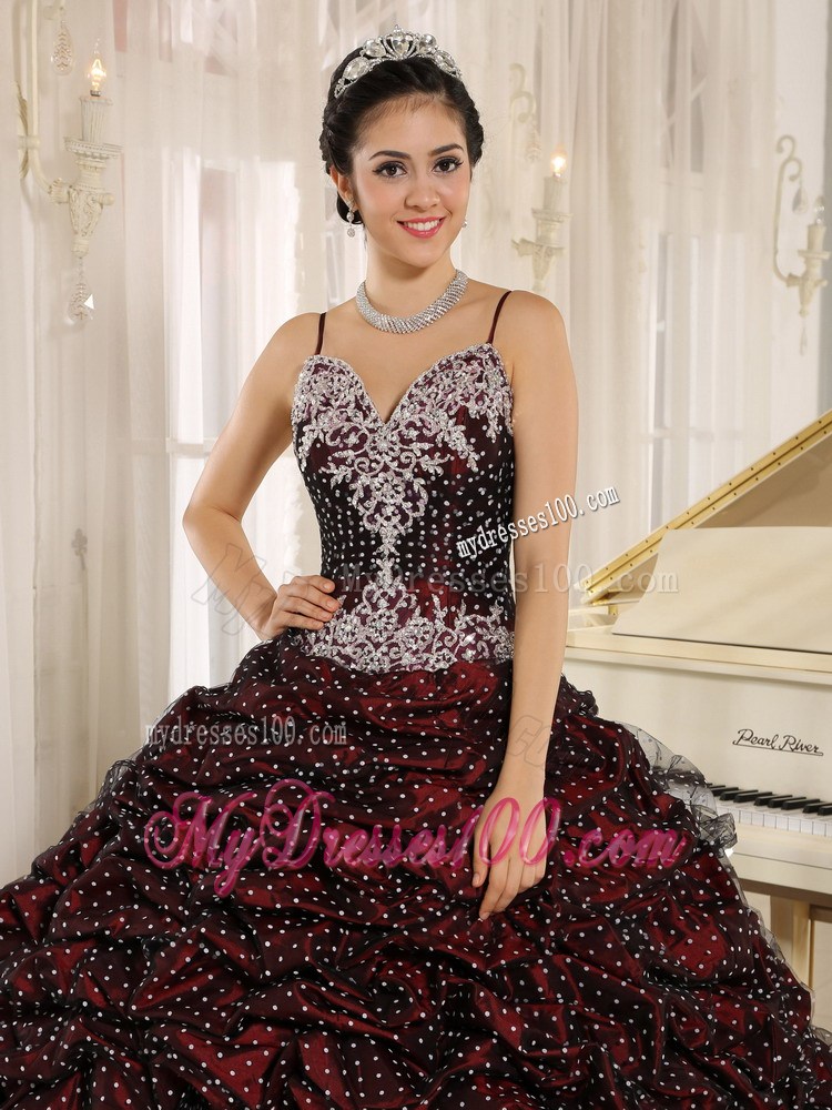 Special Fabric Pick-ups Spagetti Straps Quinceanera Dress with Appliques