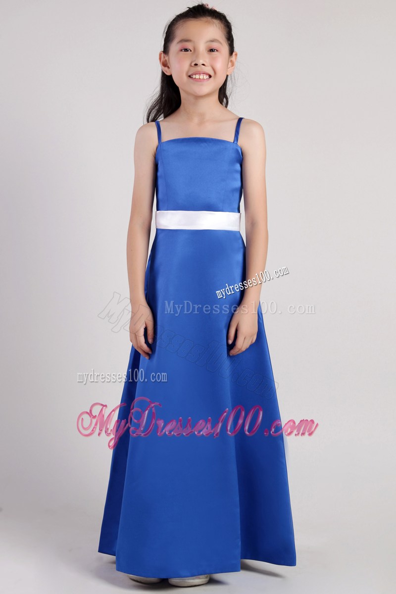 Blue Straps Ankle-length Belt Little Girl Dress