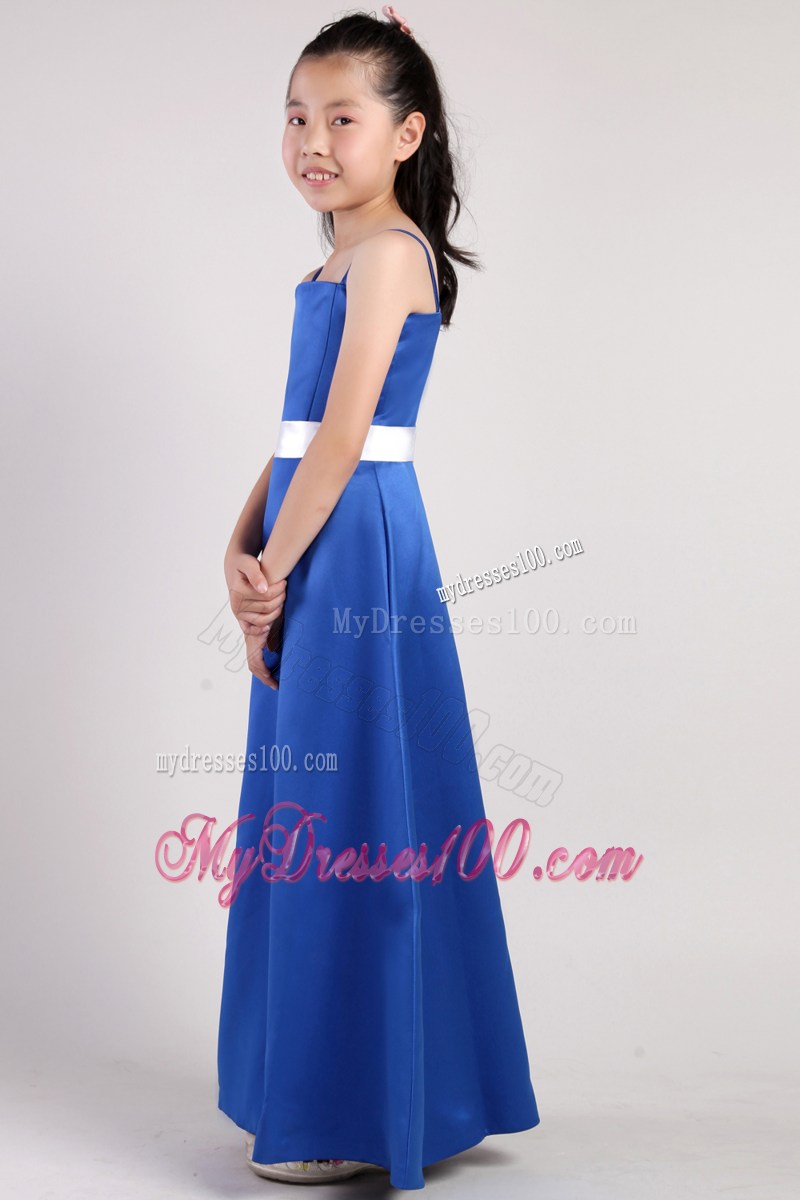 Blue Straps Ankle-length Belt Little Girl Dress