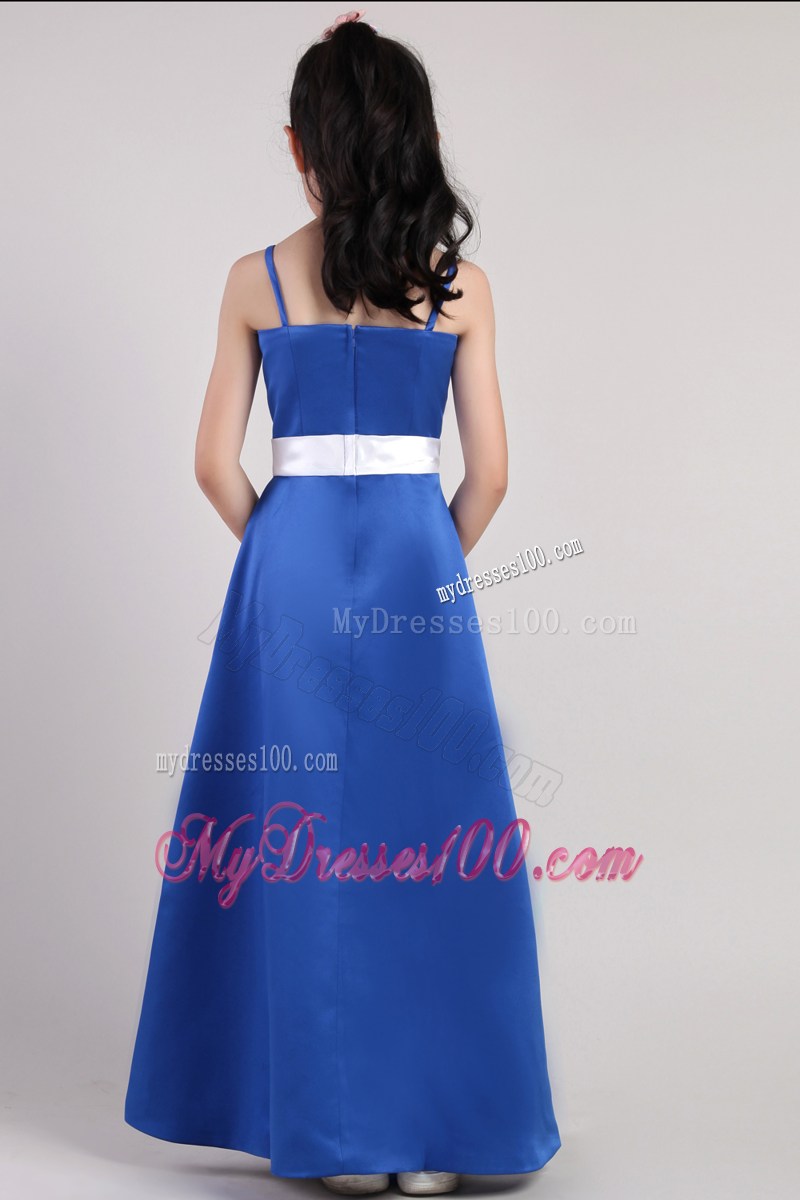 Blue Straps Ankle-length Belt Little Girl Dress
