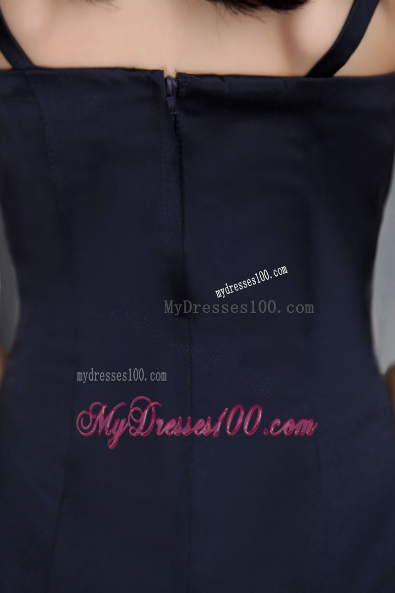 Navy Blue Column Straps floor-length Flower Girl Dress