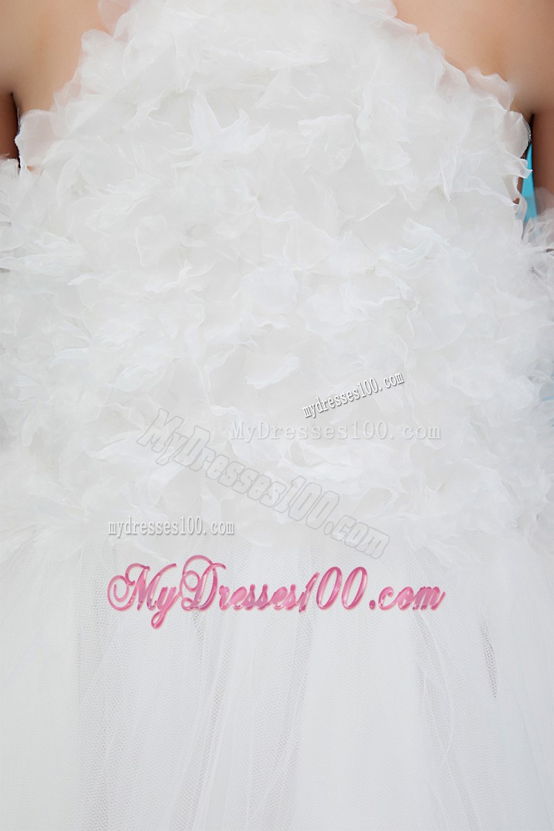 White Halter Ankle-length Appliques Flower Girl Dress