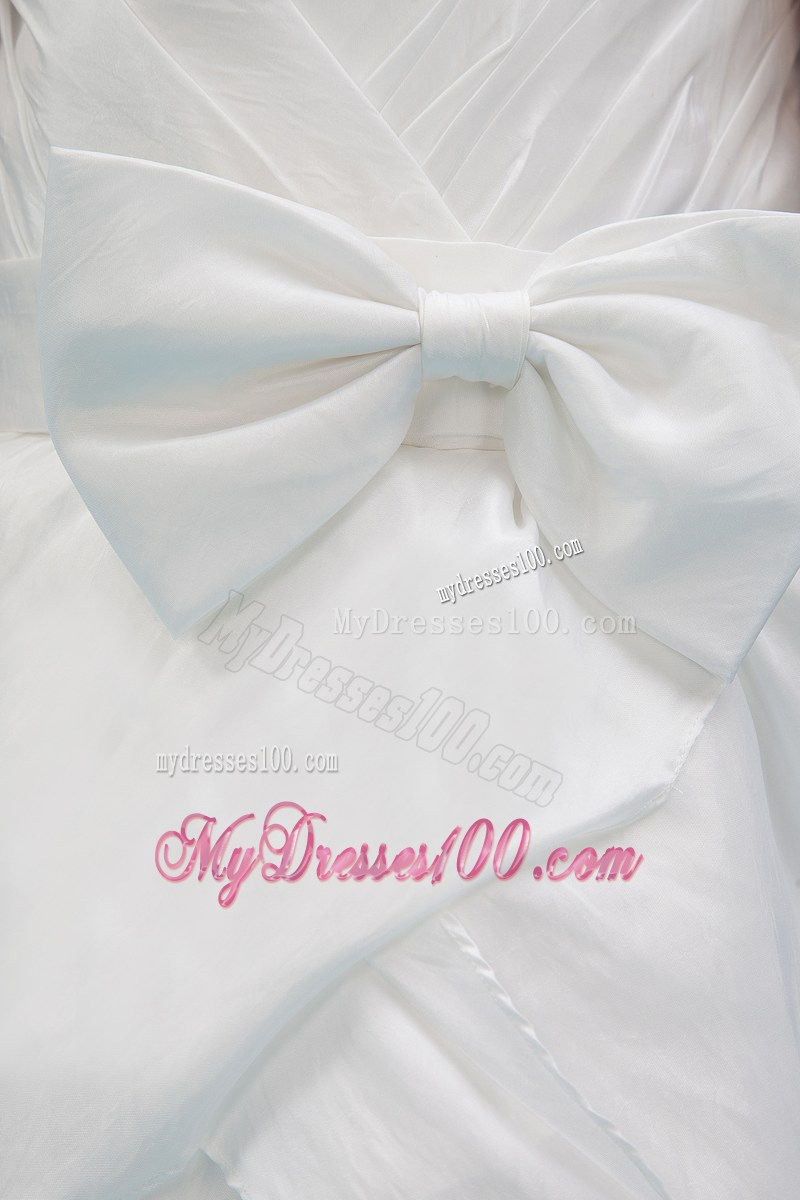 White Straps Floor-length Sash Flower Girl Dress