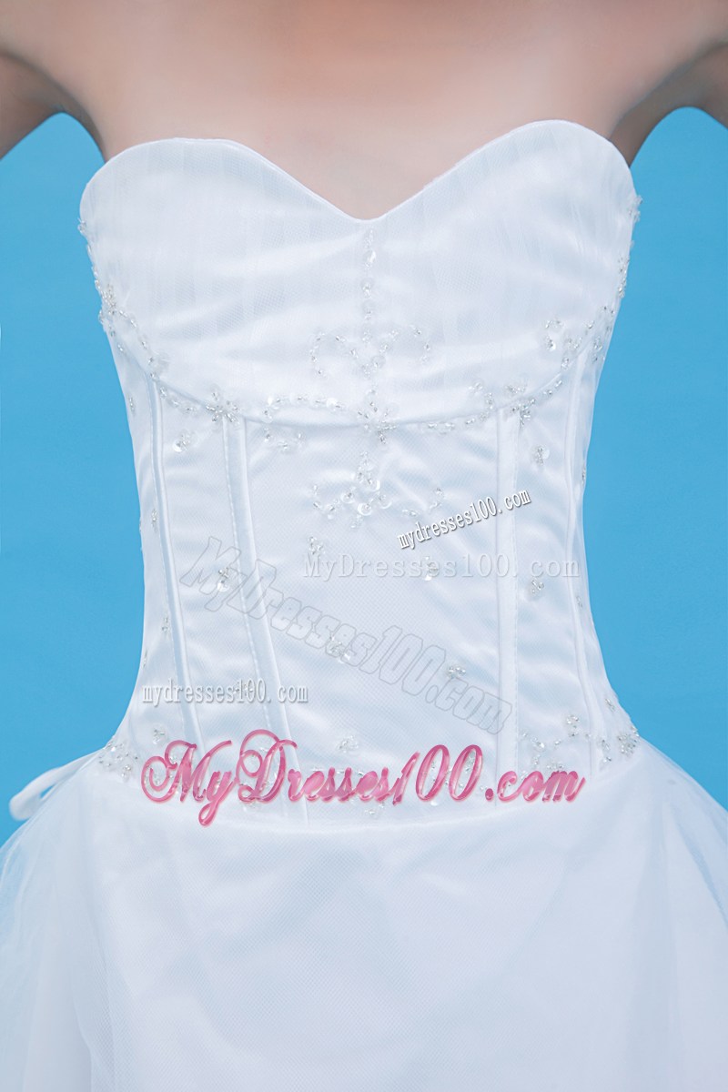White Sweetheart Floor-length Appliques Flower Girl Dress