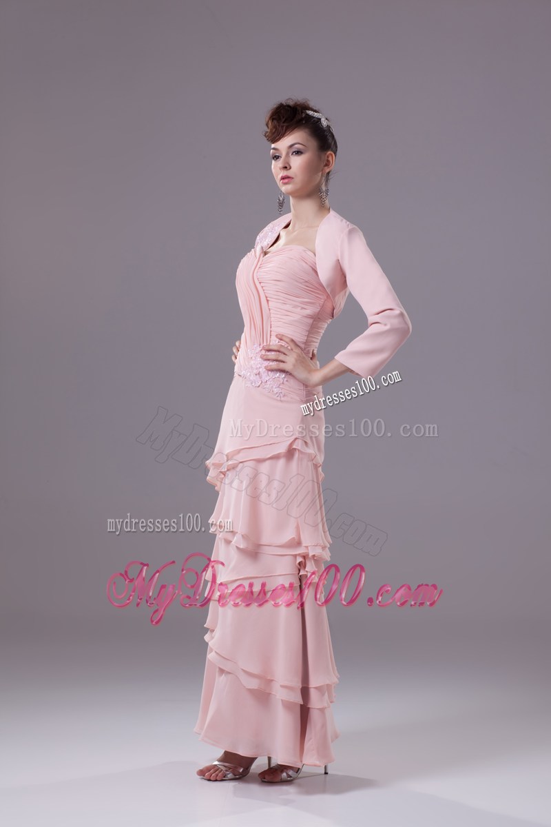 Appliques and Ruching Sweetheart Ankle-length Prom Dress