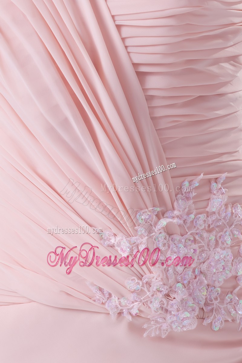 Appliques and Ruching Sweetheart Ankle-length Prom Dress