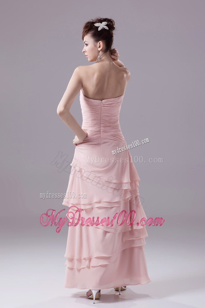 Appliques and Ruching Sweetheart Ankle-length Prom Dress