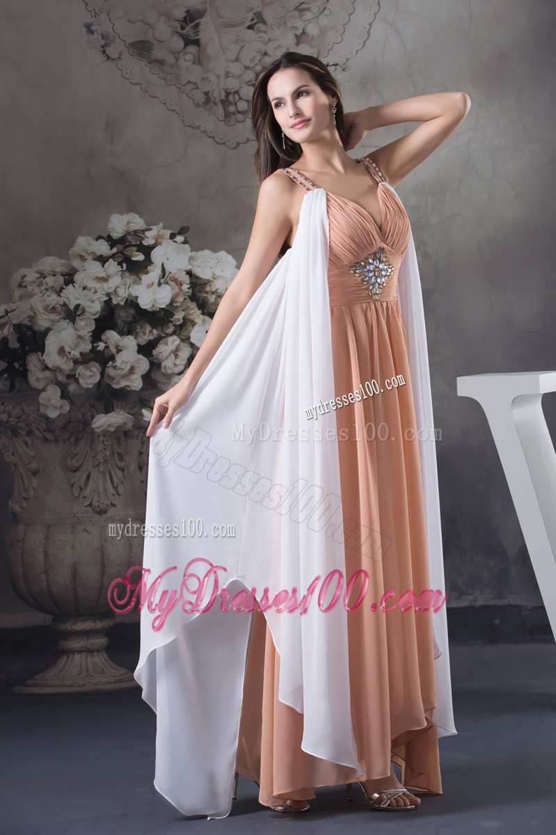 Beaded Decorate Shoulder Empire Asymmetrical Prom Dress For 2013