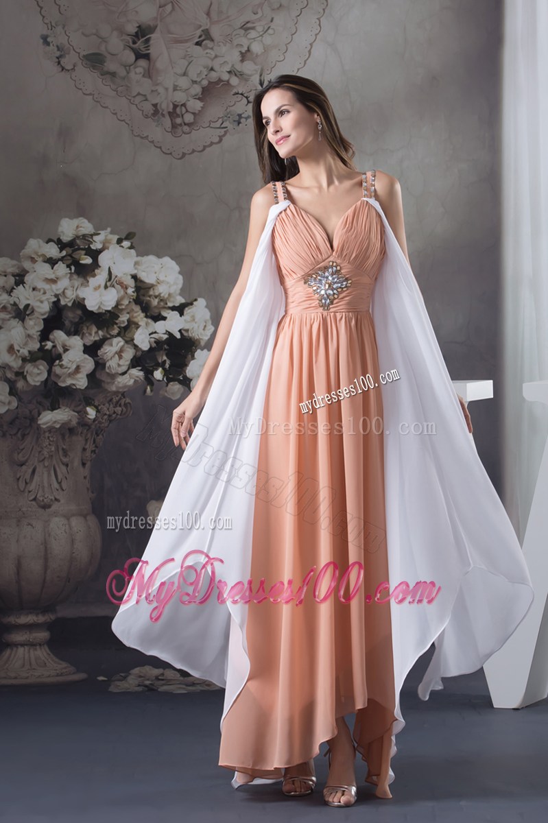 Beaded Decorate Shoulder Empire Asymmetrical Prom Dress For 2013